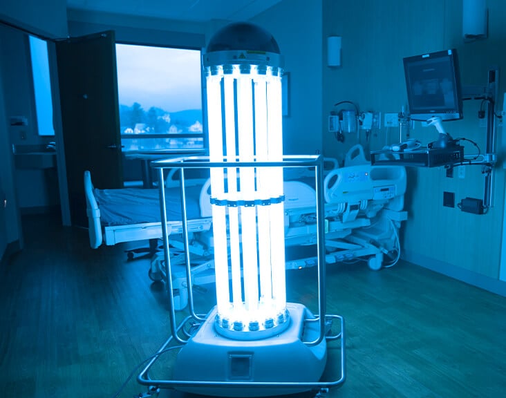 UV cleaning solution in hospital room
