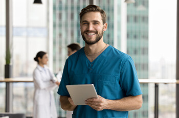 Healthcare worker smiling